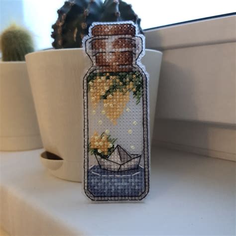 Bouquet cross stitch pattern, bottle cross stitch pattern, m - Inspire Uplift