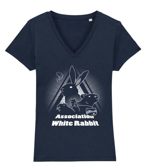 T Shirt Bio Col V Femme Bleu Marine White Rabbit