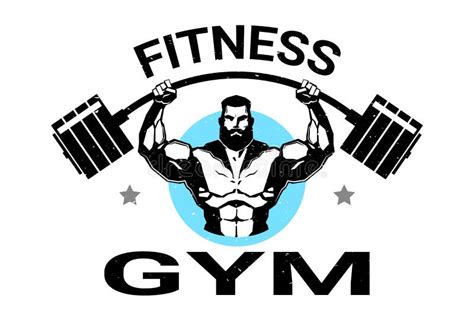 Fitness Gym Logo with Athletic Man Training Black on White Background ...