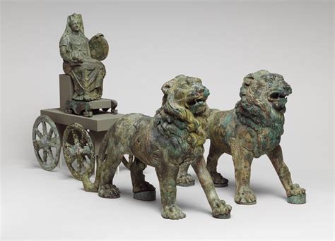 Bronze Statuette Of Cybele On A Cart Drawn By Lions Roman Mid