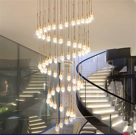 Modern Led Chandelier Crystal Light Luxury Duplex Living Room Stair