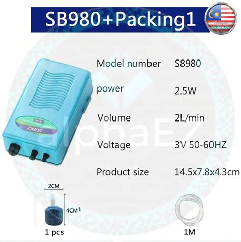 Sobo Portable Battery Air Pump Sb Sb Oxygen Oksigen Aquarium