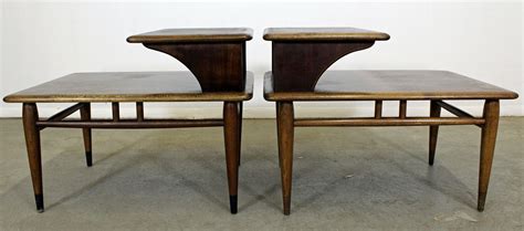 Pair Of Mid Century Modern Andre Bus Lane Acclaim 2 Tier End Tables At