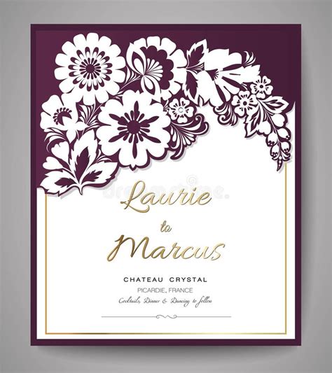 Convite Floral Do Casamento Molde Para O Corte Do Laser Ilustração Do