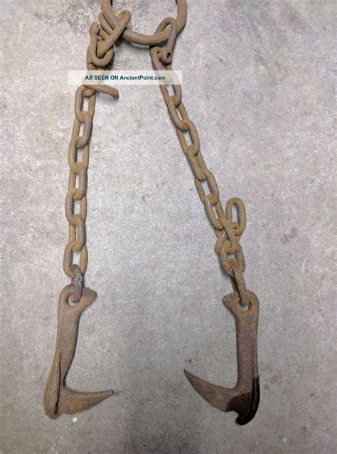 Vintage Hand Forged Logging Chain With Forged Hooks Tree Chains