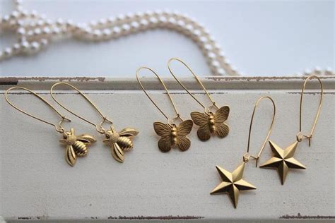 Gold Honey Bee Earrings Butterfly Earrings Star Earrings Etsy UK