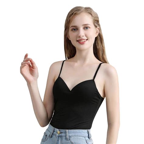 Modal Adjustable Strap Built In Bra Padded Self Mold Bra Tank Tops Crop