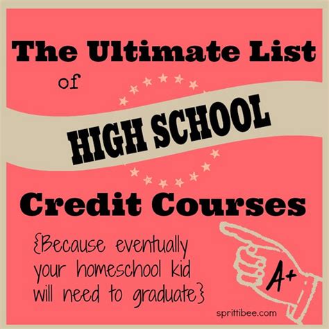 The Ultimate List Of High School Credit Courses