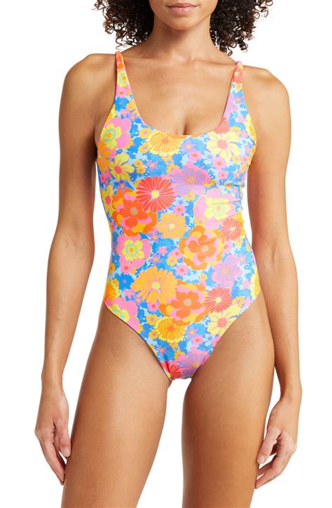 Kulani Kinis Floral Cheeky One Piece Swimsuit In Orange Lyst