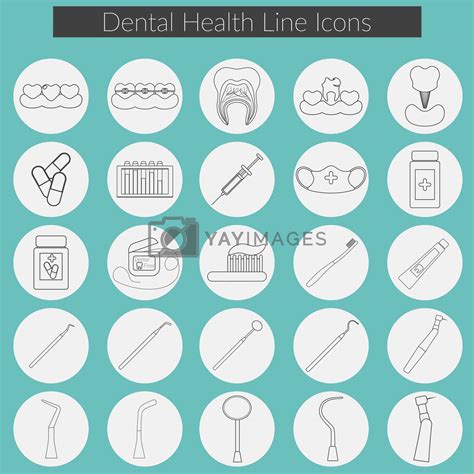 Dental Care Line Icons Vector Set With Dental Floss Teeth Mouth