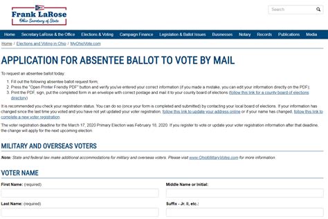 Ohio Absentee Ballot Portage Lake And Geauga County