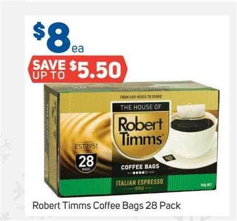 Robert timms coffee bags offer at Foodland