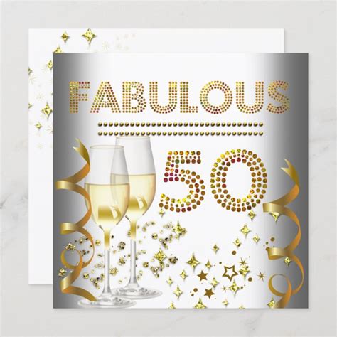 50 Fabulous Gold Champagne Invitation Zazzle