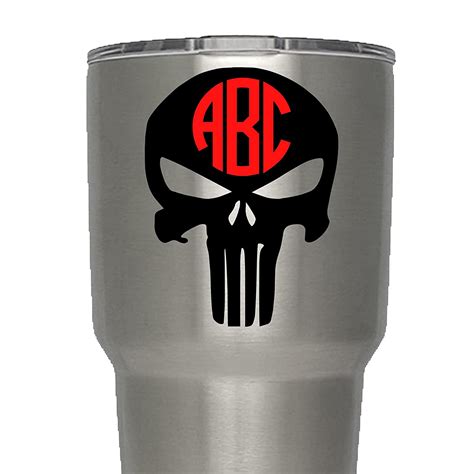 Skull Your 2 Or 3 Initials Monogram Decal For Yeti Rambler