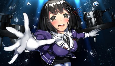 Anthropomorphism Black Hair Breasts Brown Eyes Bubbles Gloves Haguro