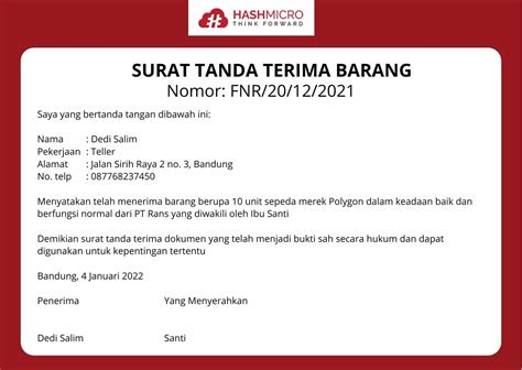 Contoh Tanda Terima Yang Baik Dan Benar Cara Buat Surat Tanda Images