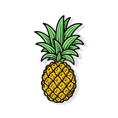 Pineapple Hand Drawn Illustration Pineapple Vector Doodle Style