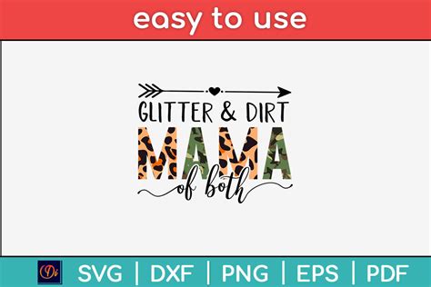 Glitter And Dirt Mom Of Both Svg T Shirt Illustration Par