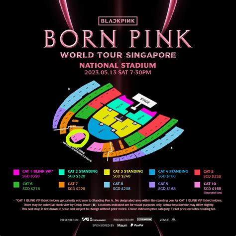 WTS BLACKPINK WORLD TOUR BORN PINK SINGAPORE CAT 10 RESTRICTED VIEW