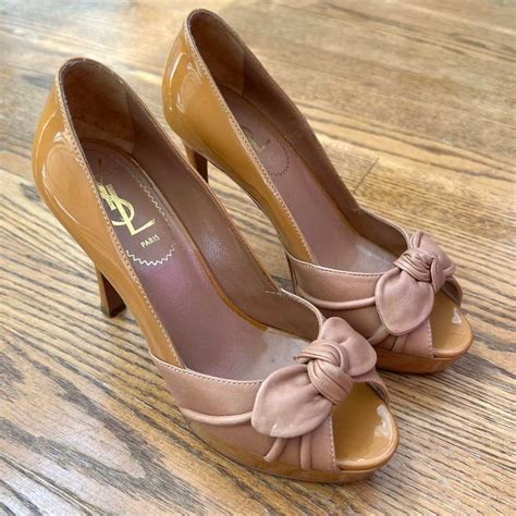 Ysl Patent Leather Nude Peep Toe Pumps Gem