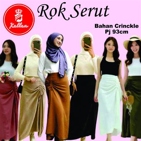 Jual Rok Wanita Panjang Korean Style Serut Skirt Crinkle Premium