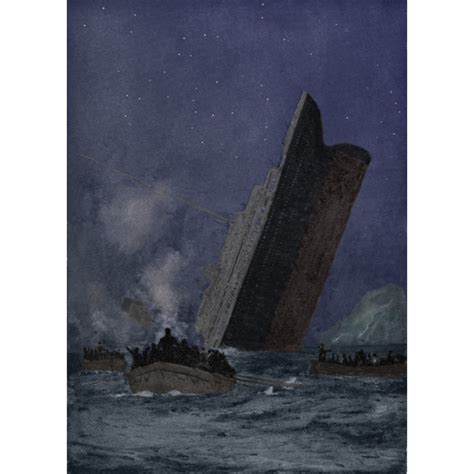 Titanic Sinking 1912 Illustration Titled 41 Degrees 16 Minutes North 50