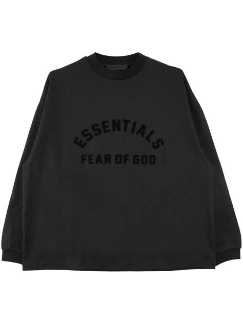 FEAR OF GOD ESSENTIALS Logo Print Cotton Sweatshirt Black FARFETCH UK