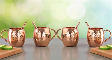 Artisans Anvil Pure Copper Moscow Mule Mugs Set Of With Straws