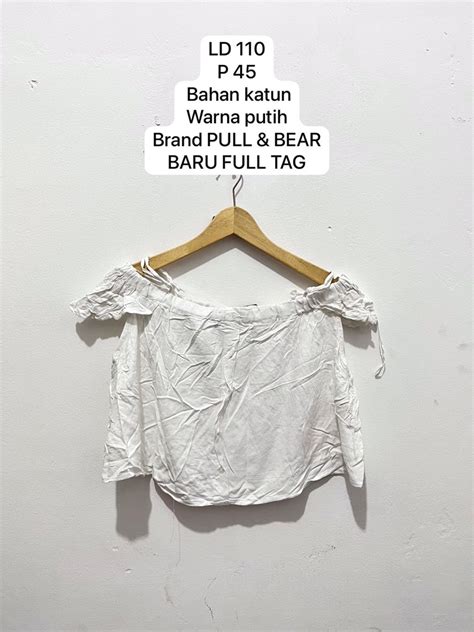 Atasan Blouse Offsholder Sabrina Crop Top Y K Brand Pull Bear Baru