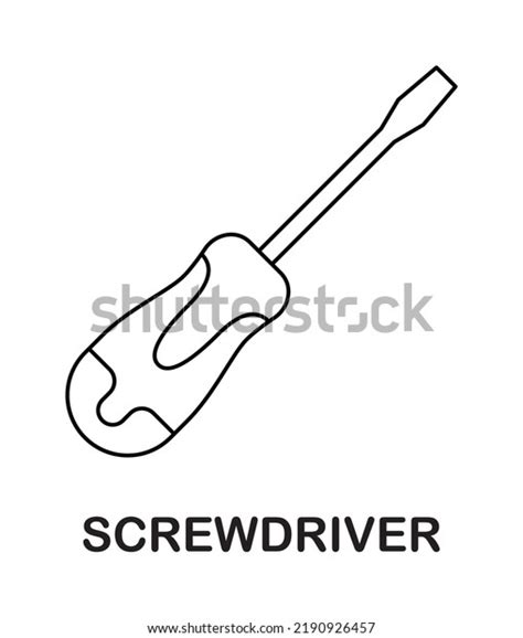 Coloring Page Screwdriver Kids เวกเตอร์สต็อก ปลอดค่าลิขสิทธิ์