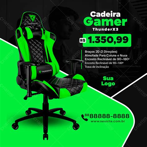 Cadeira Gamer Thunderx Em Promo O Post Social Media Psd Edit Vel