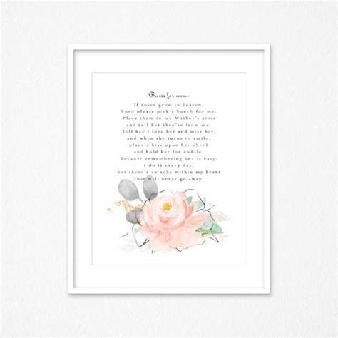 Poem For Mother If Roses Grow In Heaven Roses For Mother Etsy