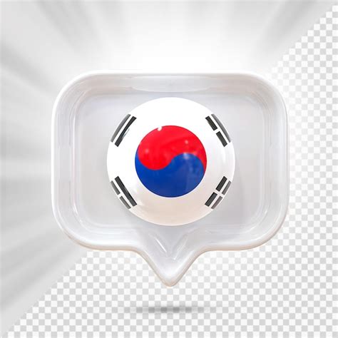 Bandeira da coreia ícone 3d PSD Premium