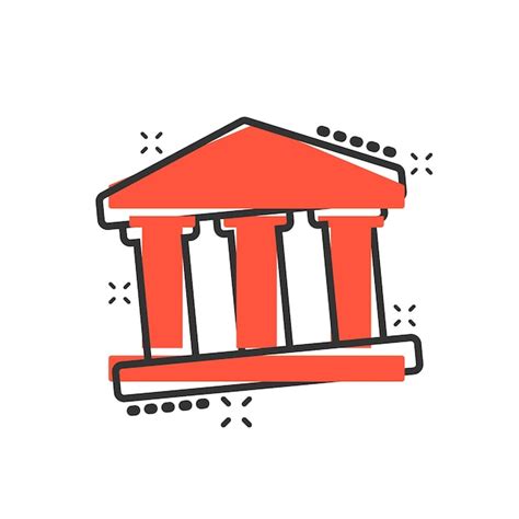 Premium Vector Bank Building Icon In Comic Style Government