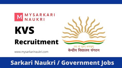 Kvs Recruitment For Pgt Tgt Counselor Mysarkarinaukri