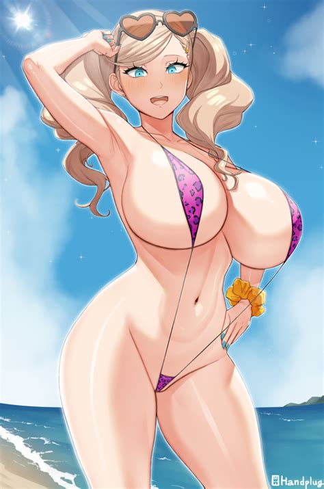 Rule 34 1girls Alternate Breast Size Ann Takamaki Atlus Beach Blonde Hair Blue Eyes Breasts