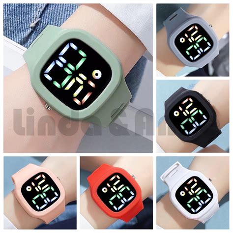 Jual Jam Tangan Digital Led Wanita Dan Pria Strap Rubber Electronic