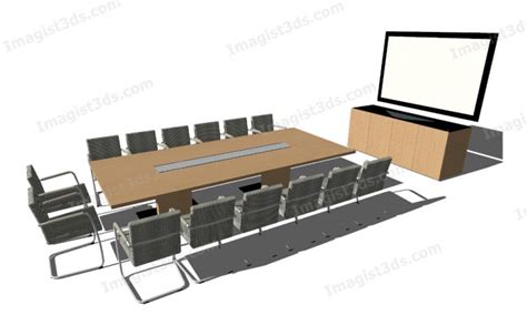 Detailed Office Furniture Conference Room Table Chair D Models Of