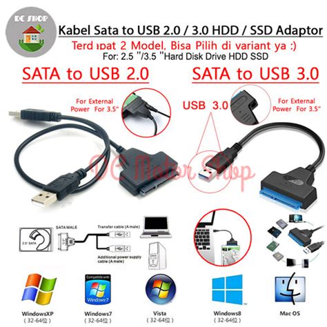 Jual Cable Kabel SATA To USB 2 0 SATA Ke USB2 0 HDD SSD Adapter