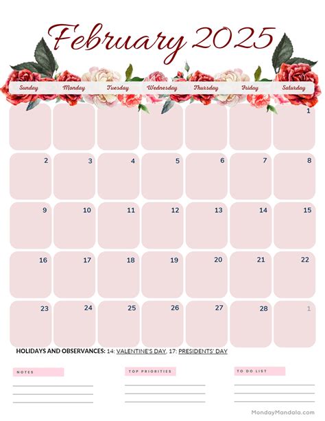 February 2025 Calendar Portrait Printable Olga Tiffie