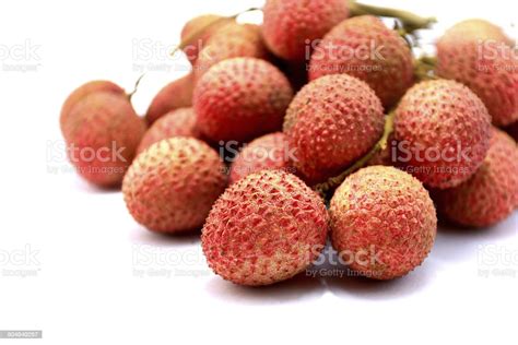 Lychee Fresh Lychees Isolated On White Stock Photo Download Image Now