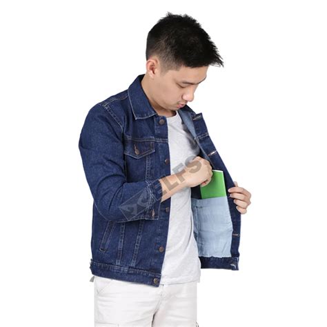 Jaket Jeans Denim Pria Kemeja Sreetwear 215d2 Biru Dongker Jaket