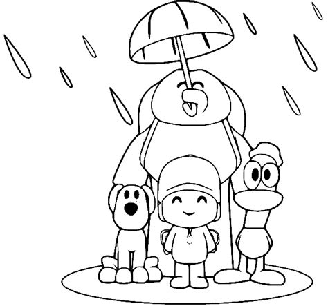 Pocoyo Pocoyo And His Friends In The Rain Coloring Page Porn Sex Picture