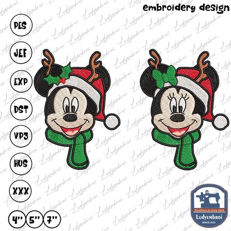 Christmas Cartoon Mouse Head Embroidery Machine Design Christmas Movie