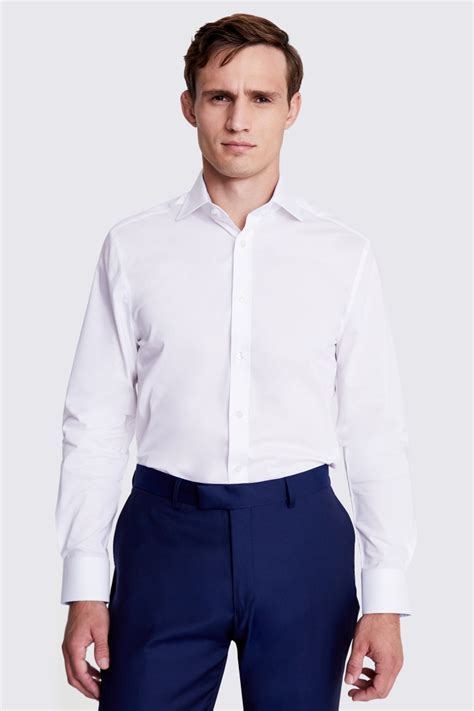 Tailored Fit White Stretch Contrast Shirt Buy Online At Moss