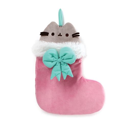 Gund Pusheen Christmas Holiday Stuffed Plush Cat In Stocking