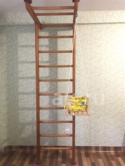 Шведская стенка, деревянная, спортивный уголок, с качелей, канатом и ...