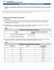 BIO 181L Protein Analysis Lab Worksheet Docx Name Emma Timm Protein