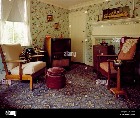 1950s living room interior at strawbery banke museum hi-res stock ...