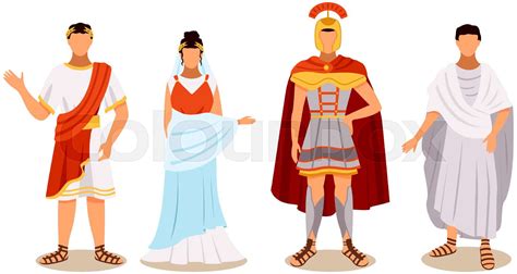 Citizens Of Ancient Rome In Traditional Costumes Set Legionary Roman